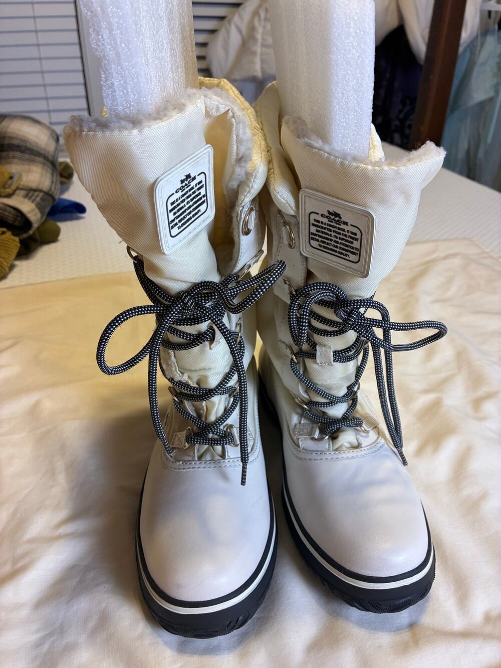 Coach A3177 Sage Winter Snow Boots Faux Shearling Lined Womens 8.5 B EUR 39